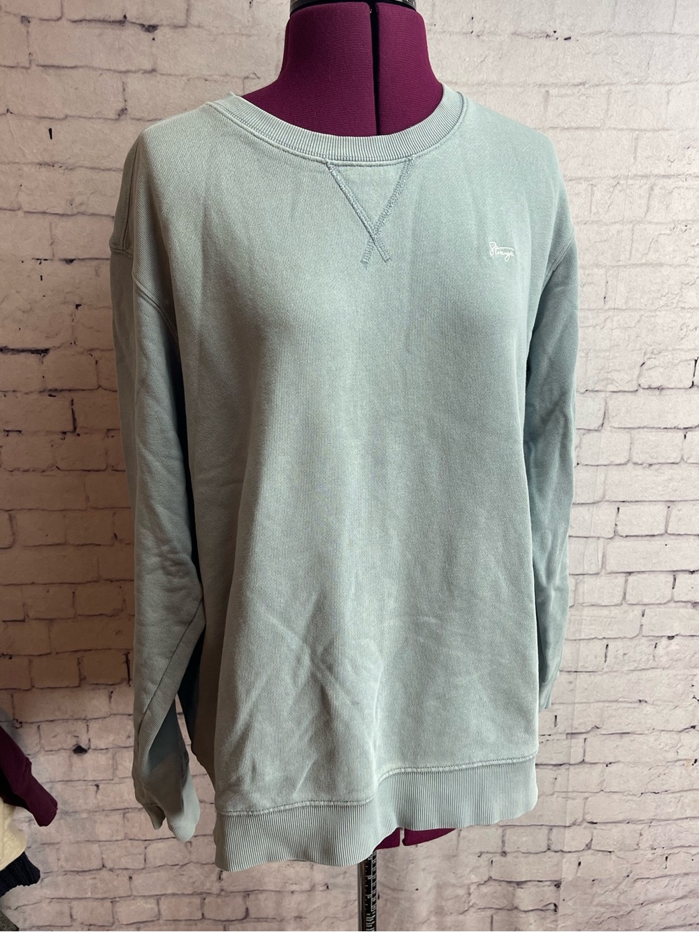 Peace bird size 2XL light sage green French terry crew neck sweatshirt